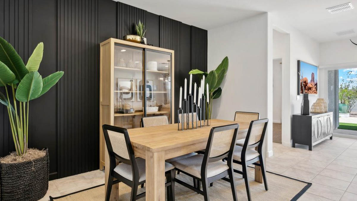 Spacious dining area that connects with the living room and kitchen.