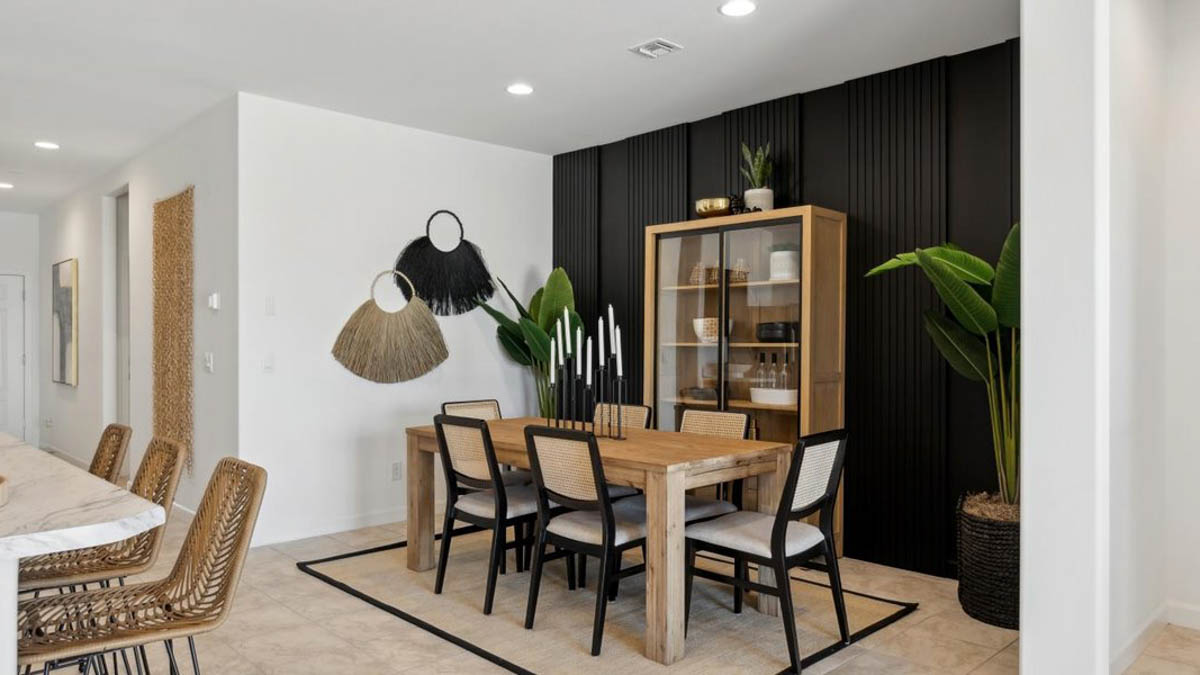 Spacious dining area that connects with the living room and kitchen.