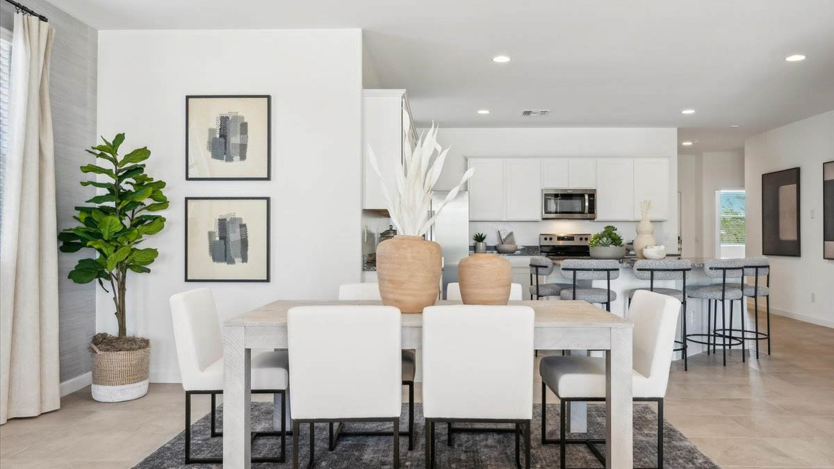 Spacious dining area that connects with the living room and kitchen.