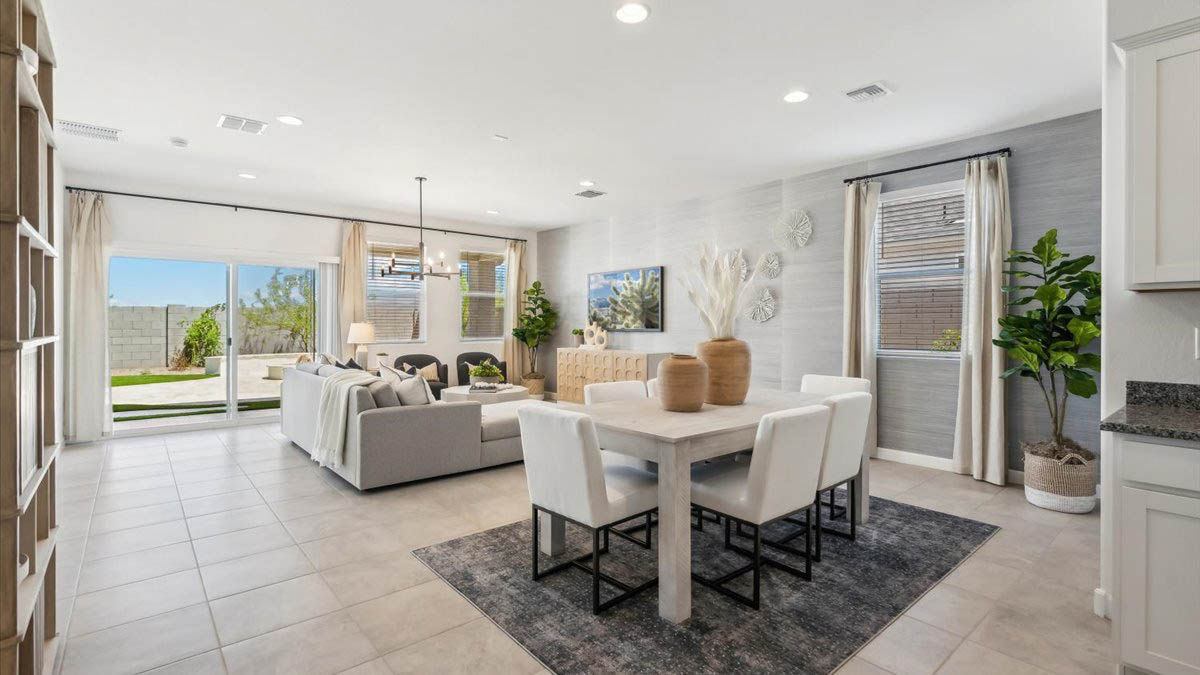 Spacious dining area that connects with the living room and kitchen.
