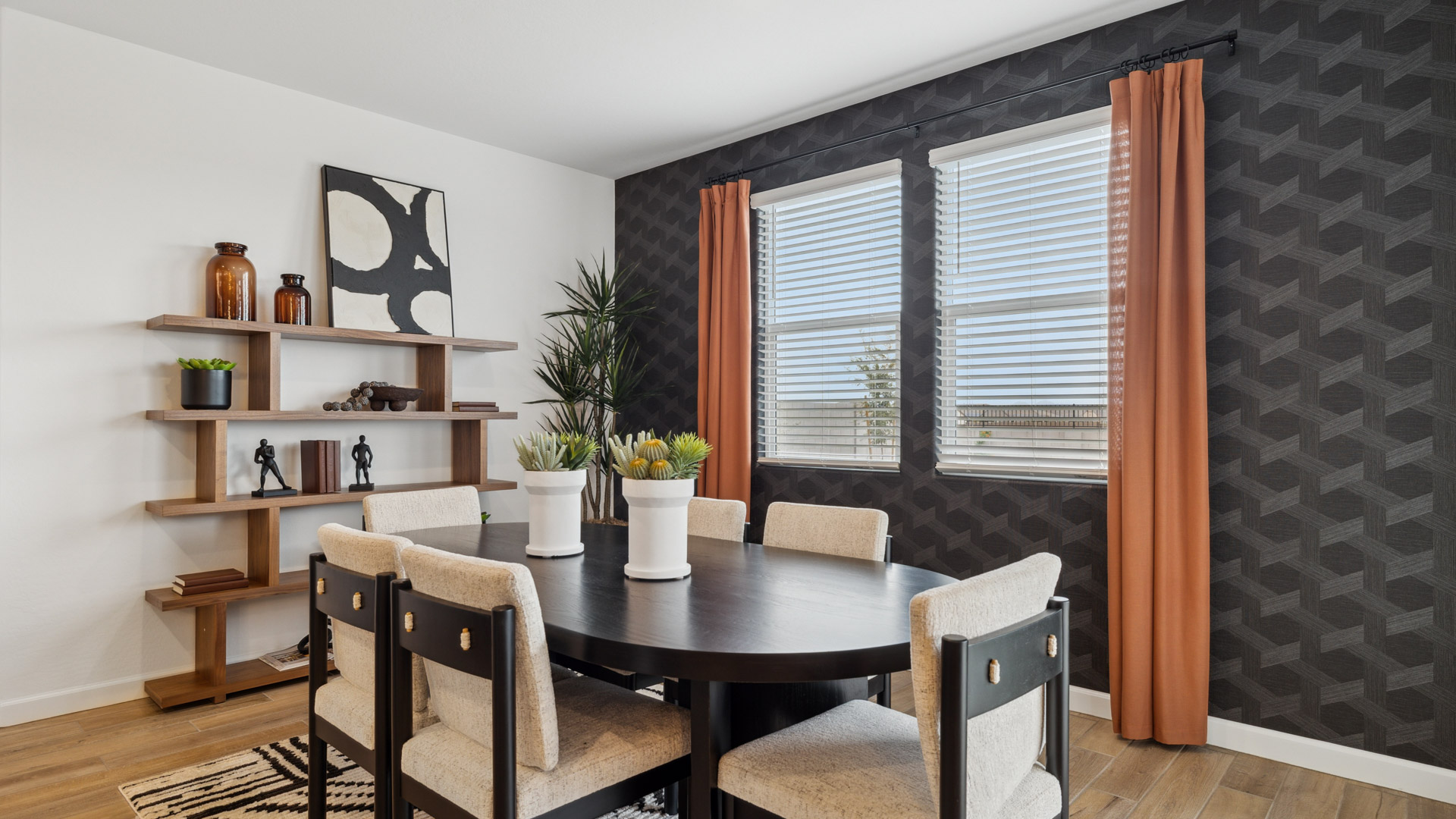 open concept living and dining area