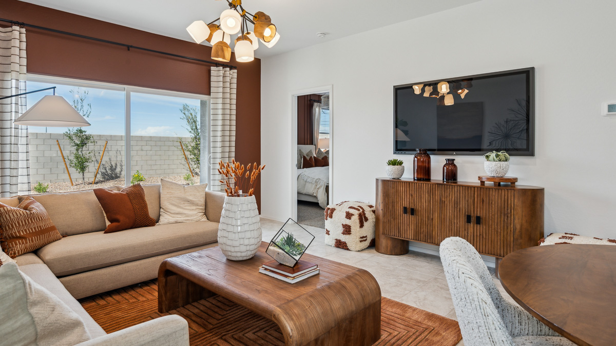 open concept living and dining area