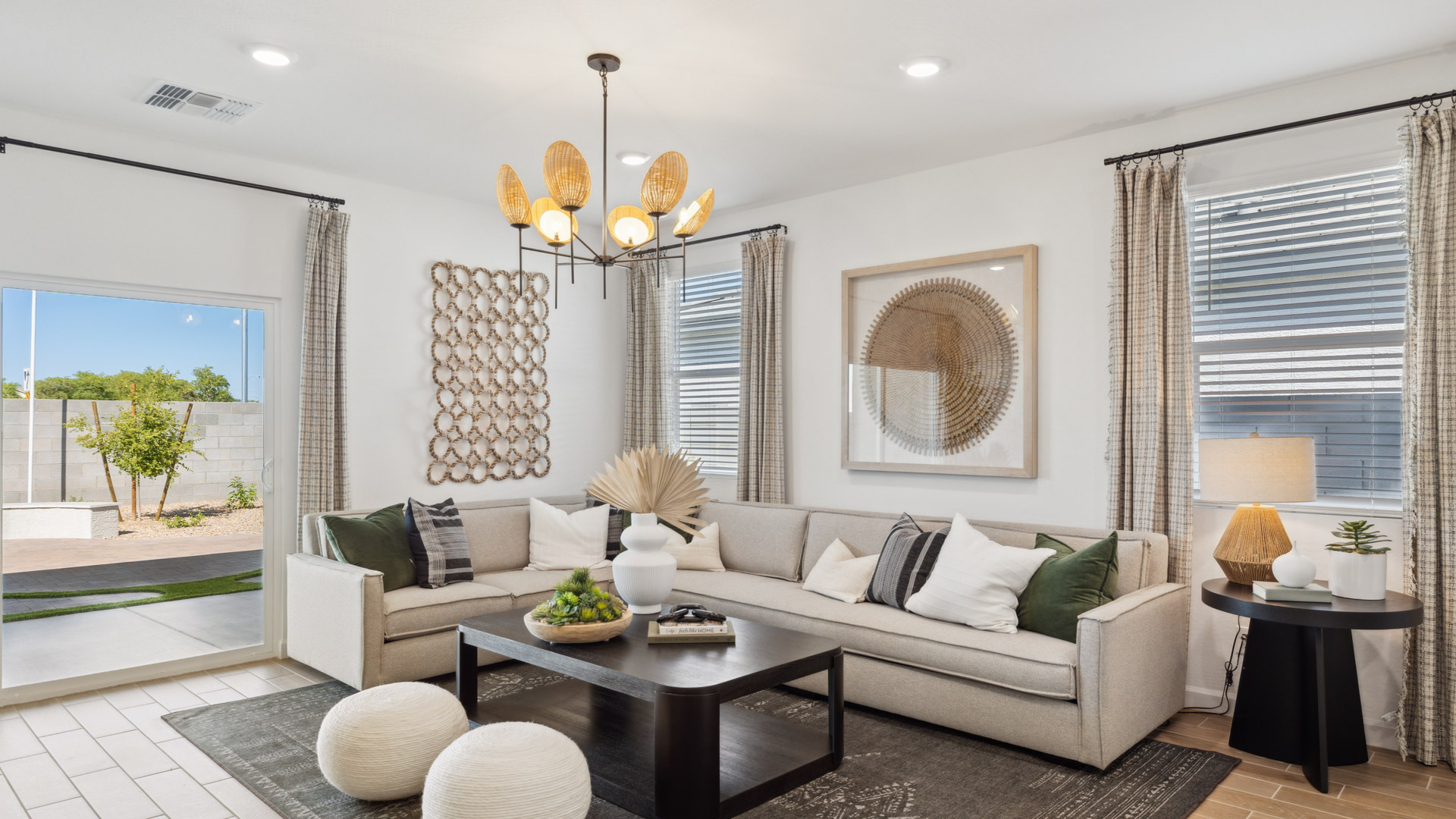 open concept living and dining