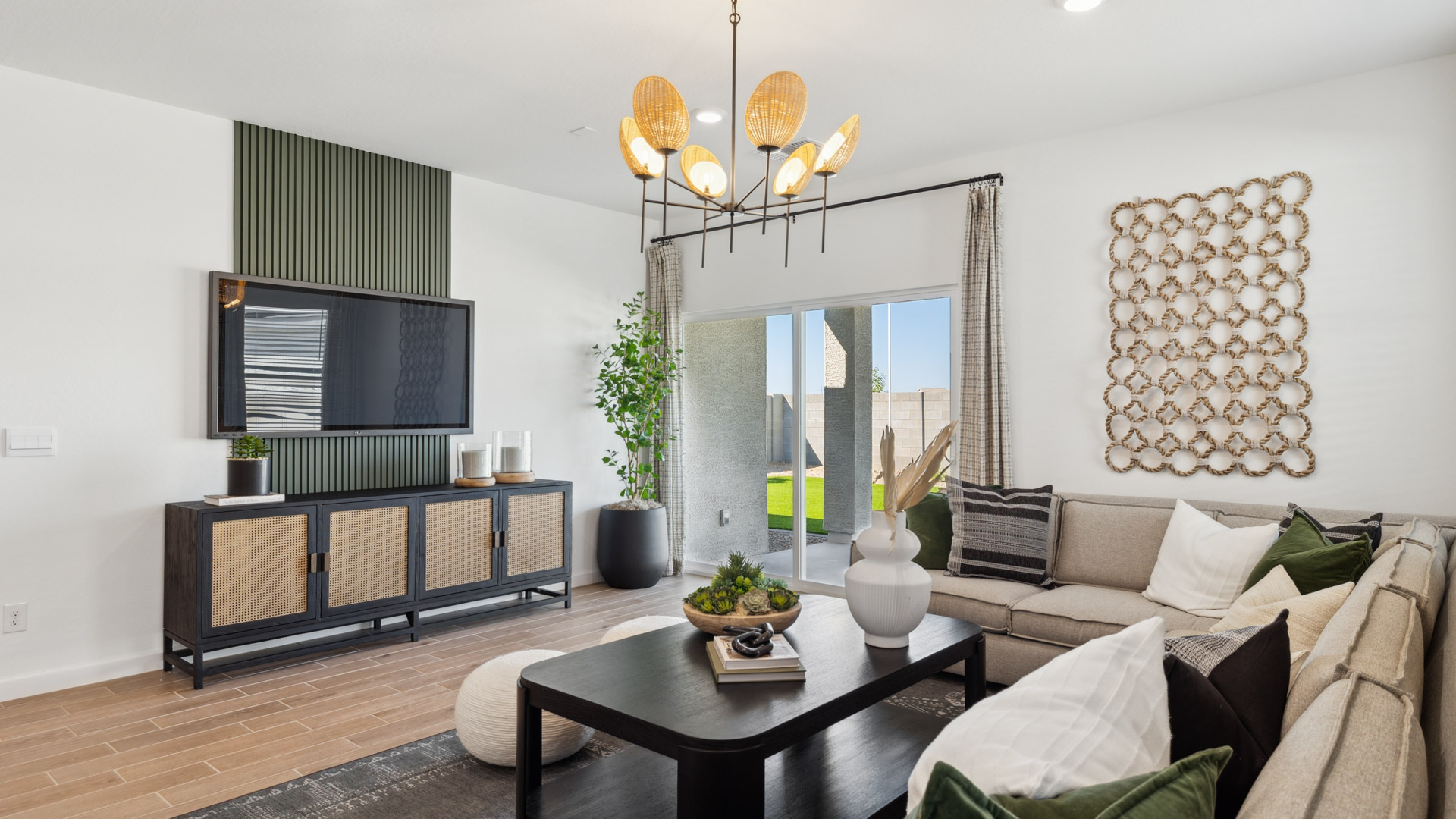 open concept living and dining