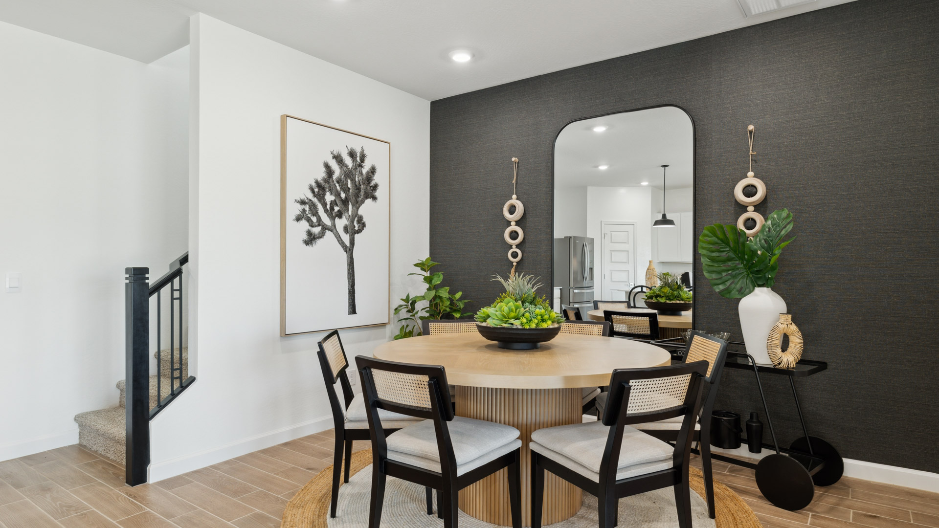 open concept living and dining