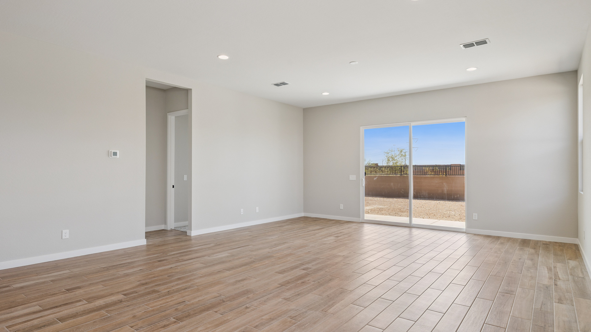 open concept living and dining area