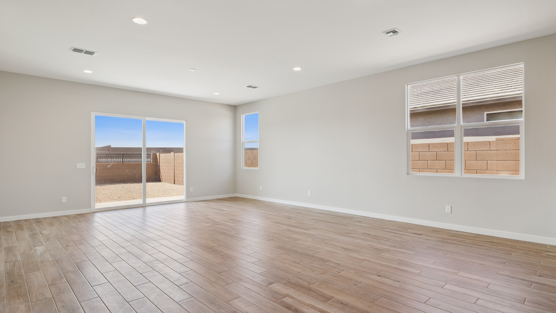 open concept living and dining area