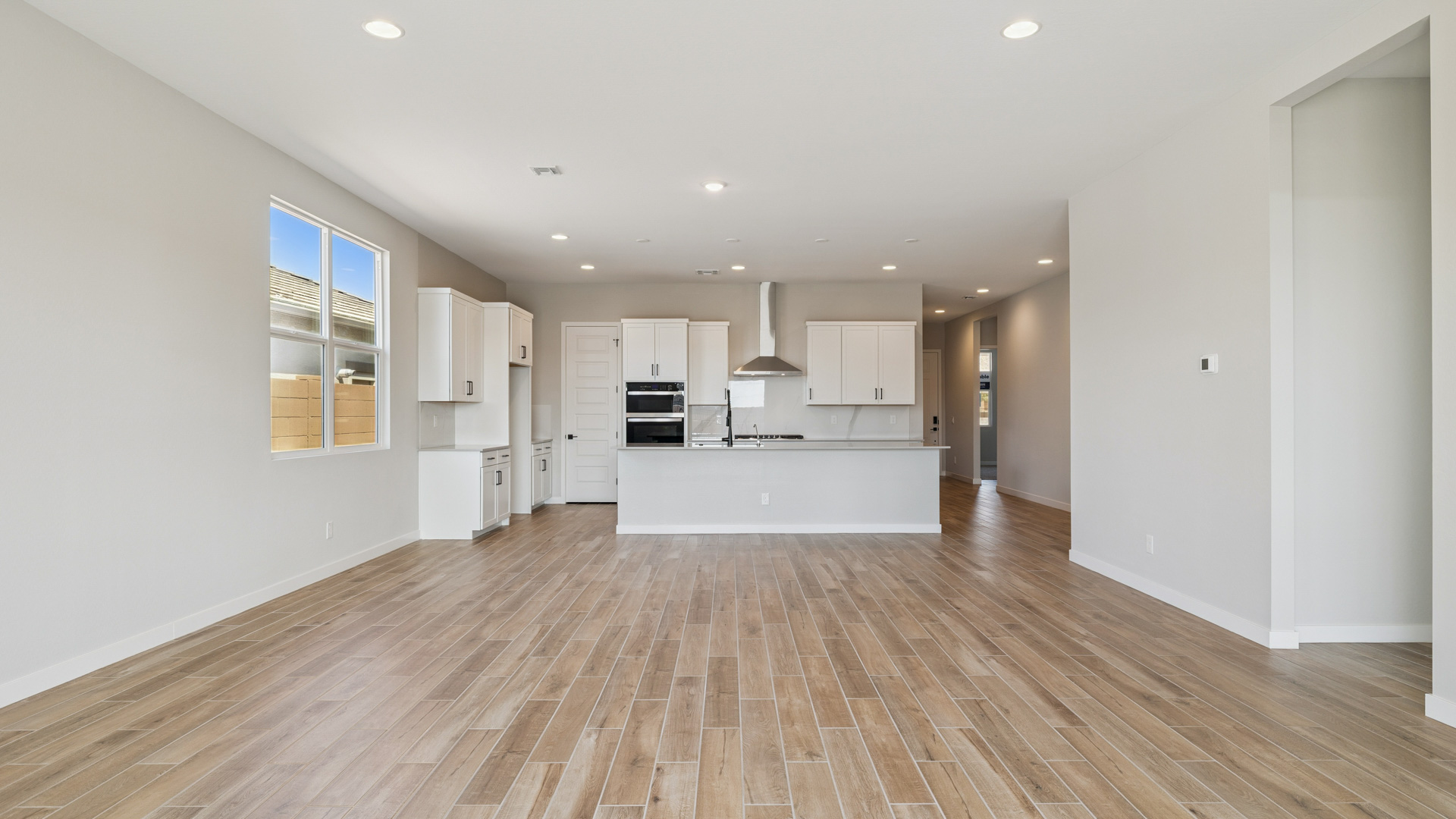 open concept living and dining area