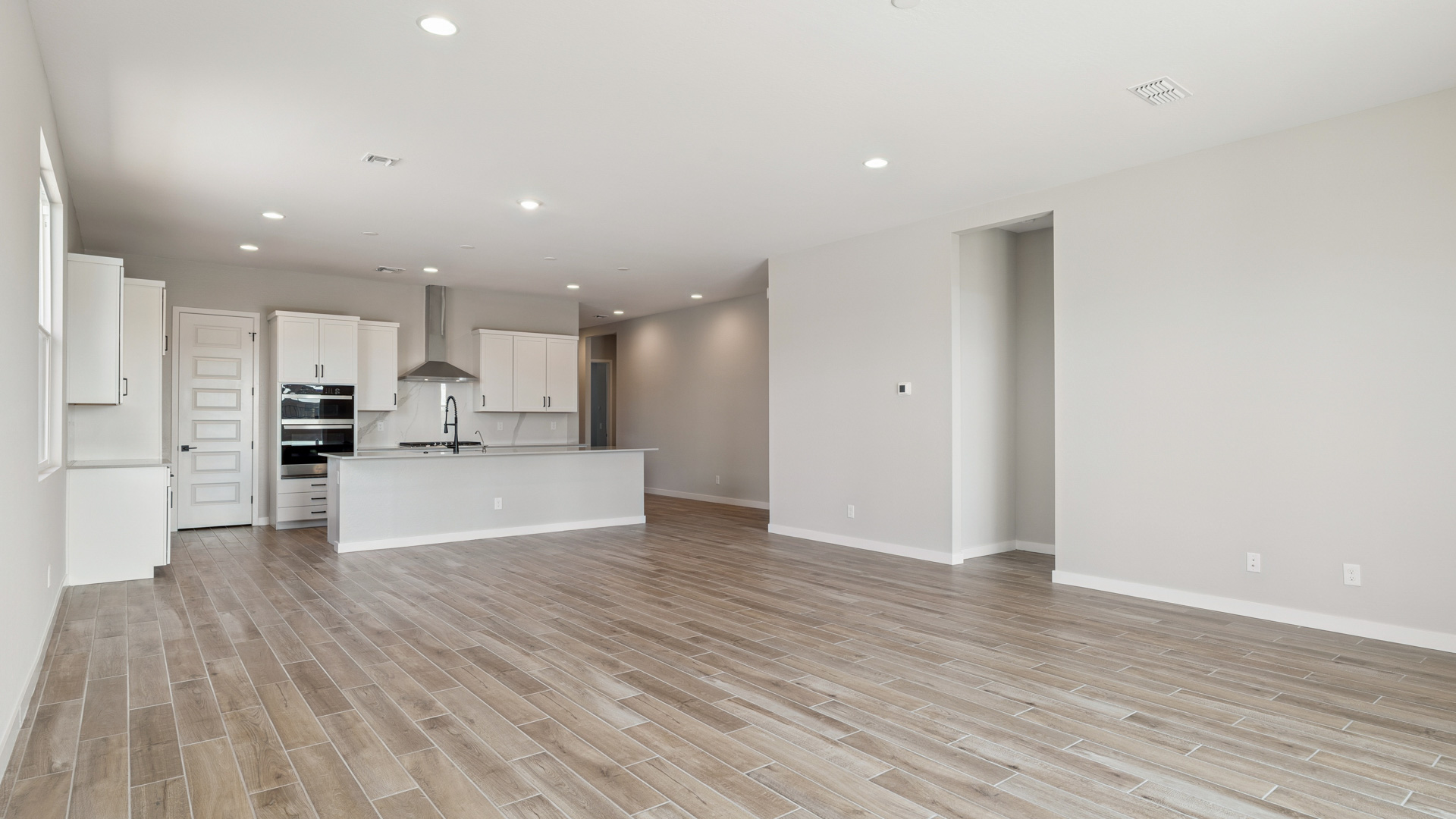 open concept living and dining area