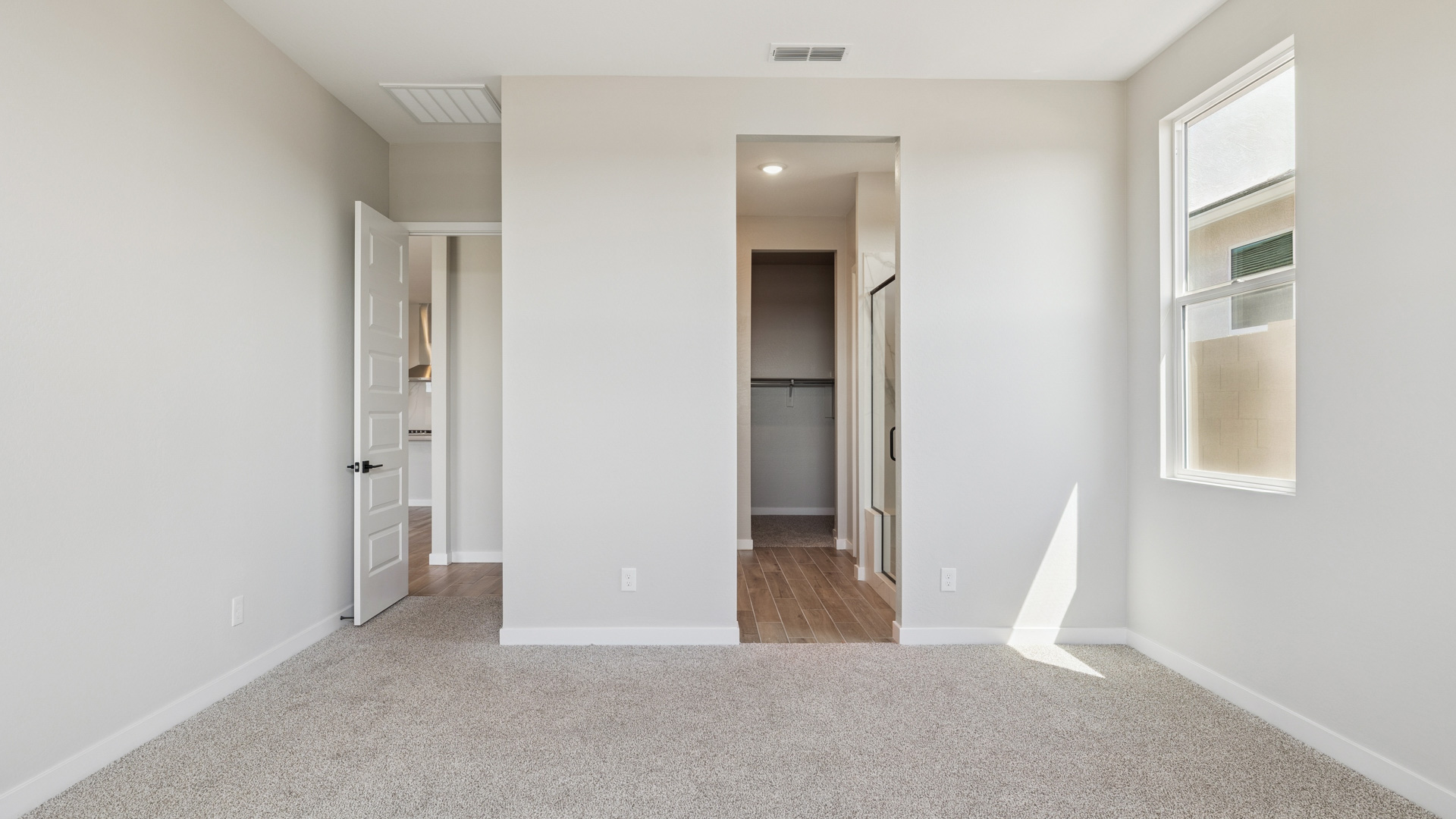 primary bedroom with walk in closet