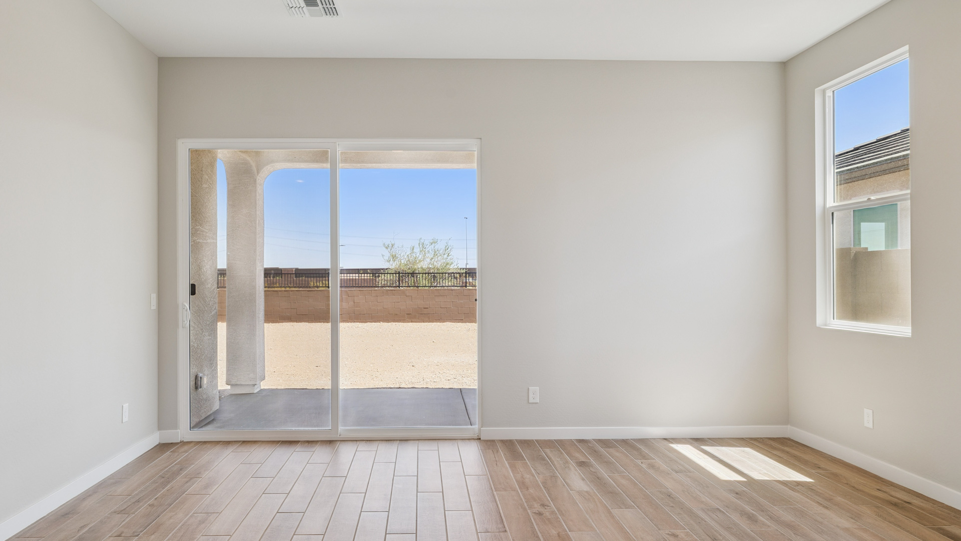 open concept living and dining area