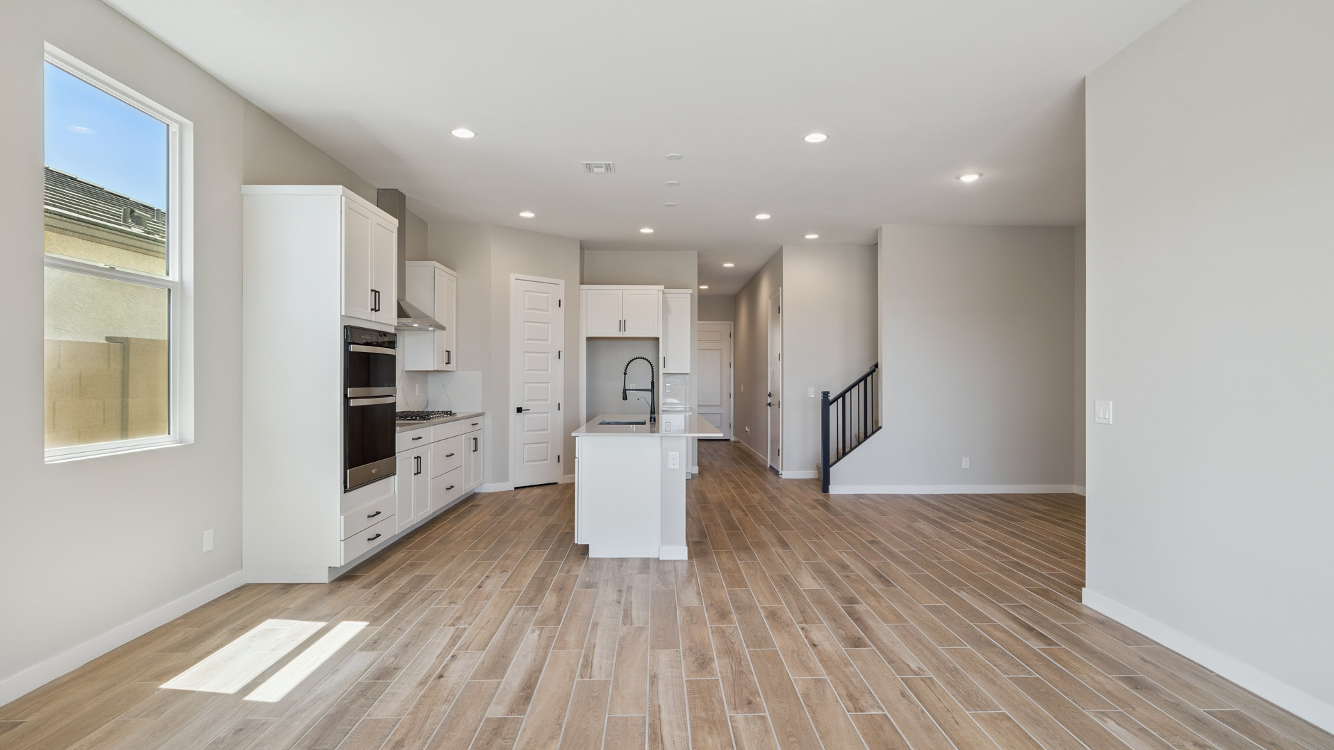 open concept living and dining area