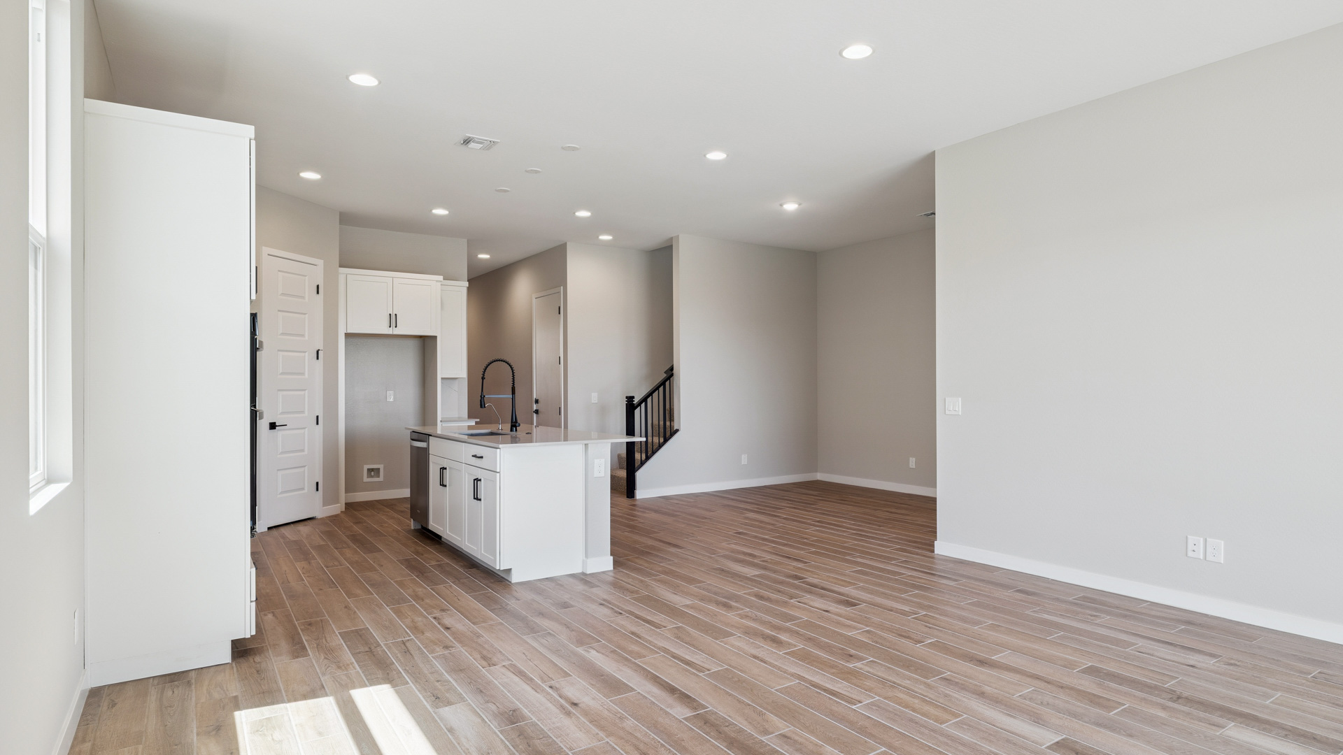 open concept living and dining area