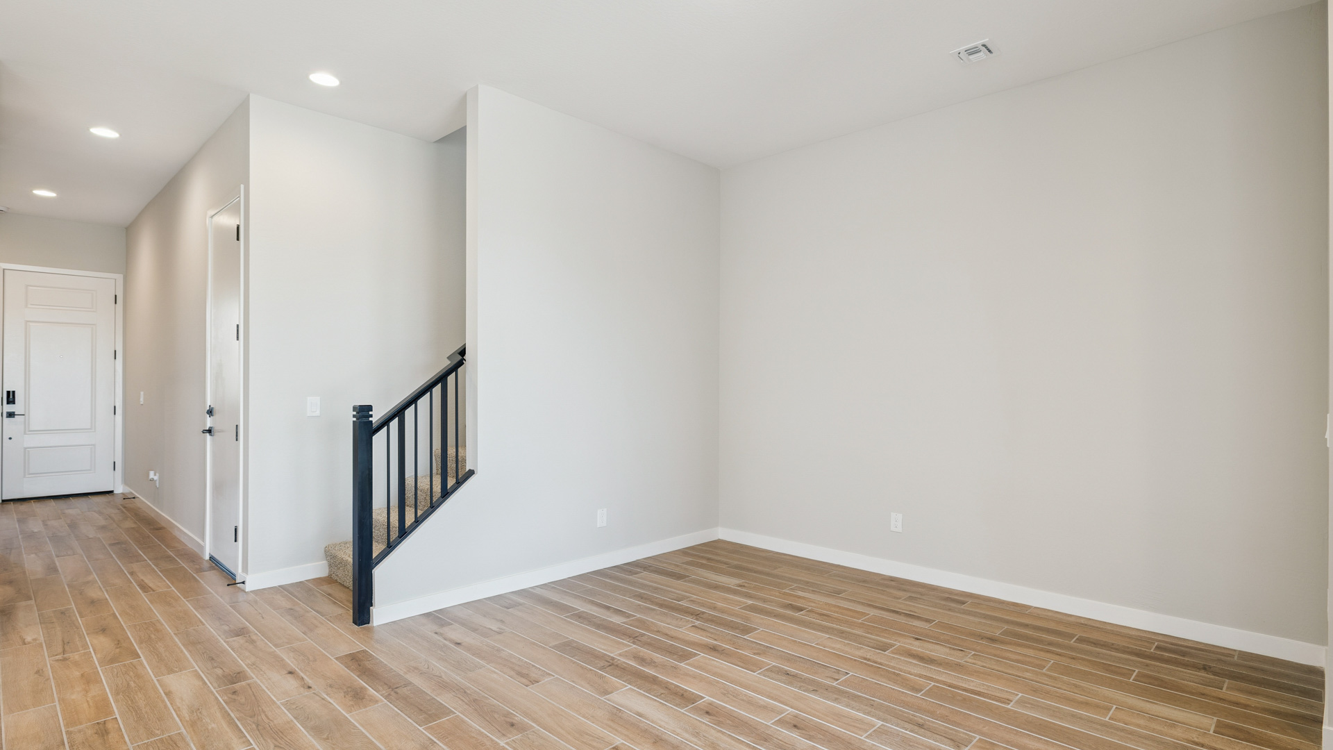 open concept living and dining area