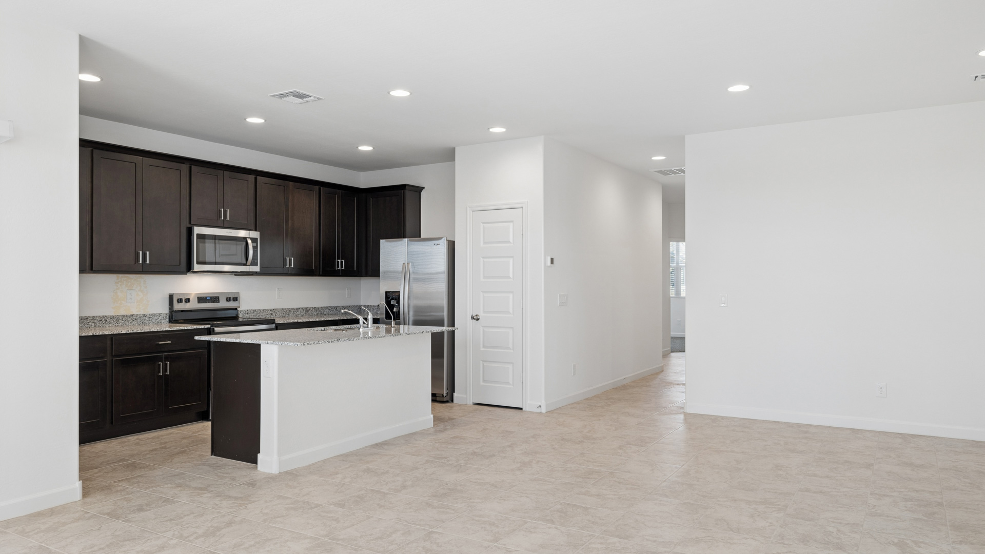 open concept living and dining area