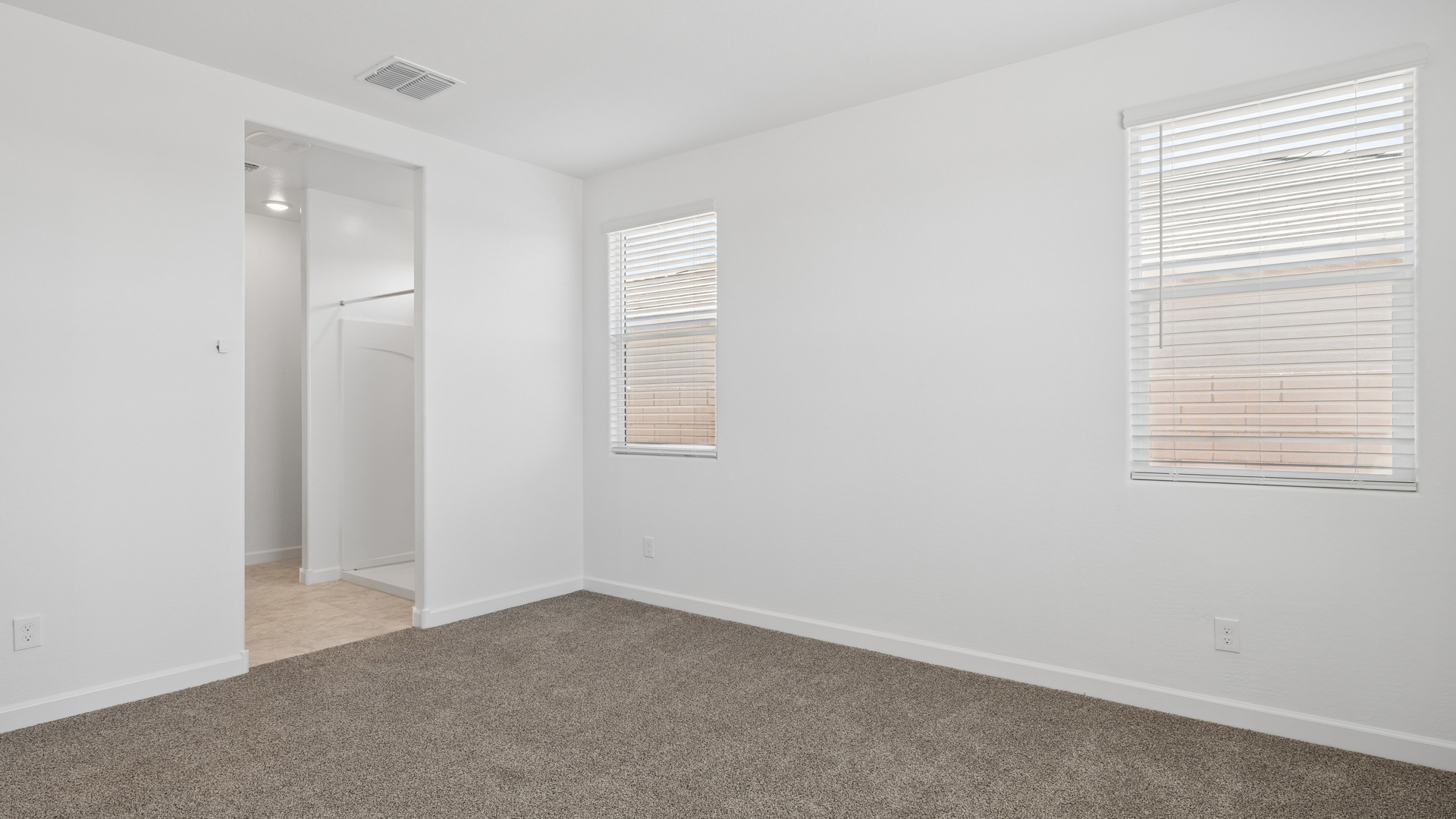 primary suite with walk in closet