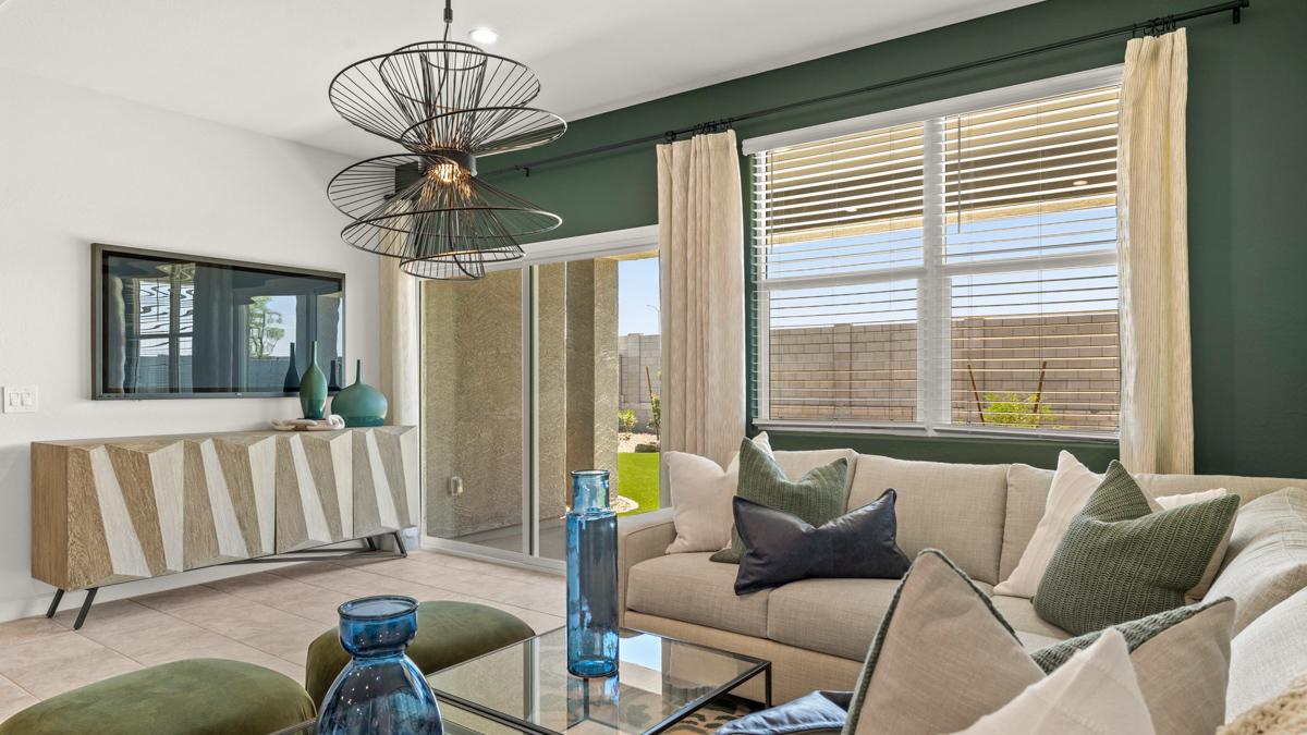 open concept living and dining area