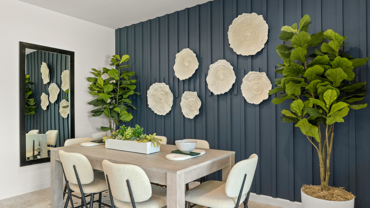open concept living and dining area