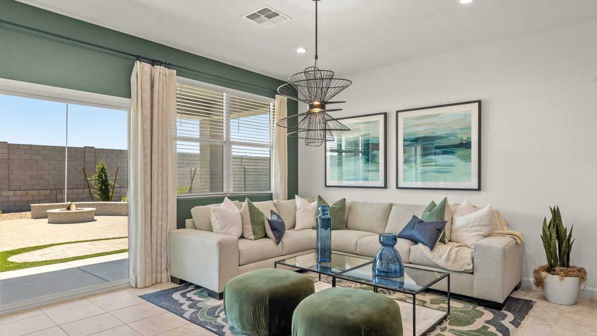 open concept living and dining area