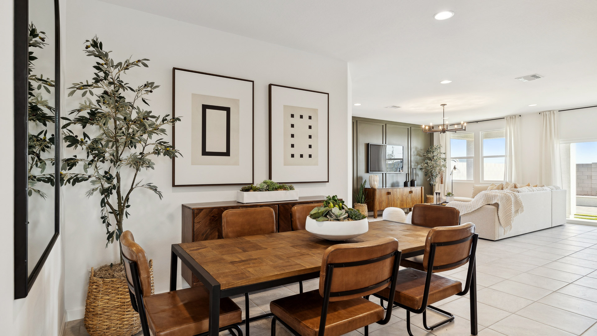 open concept living and dining area
