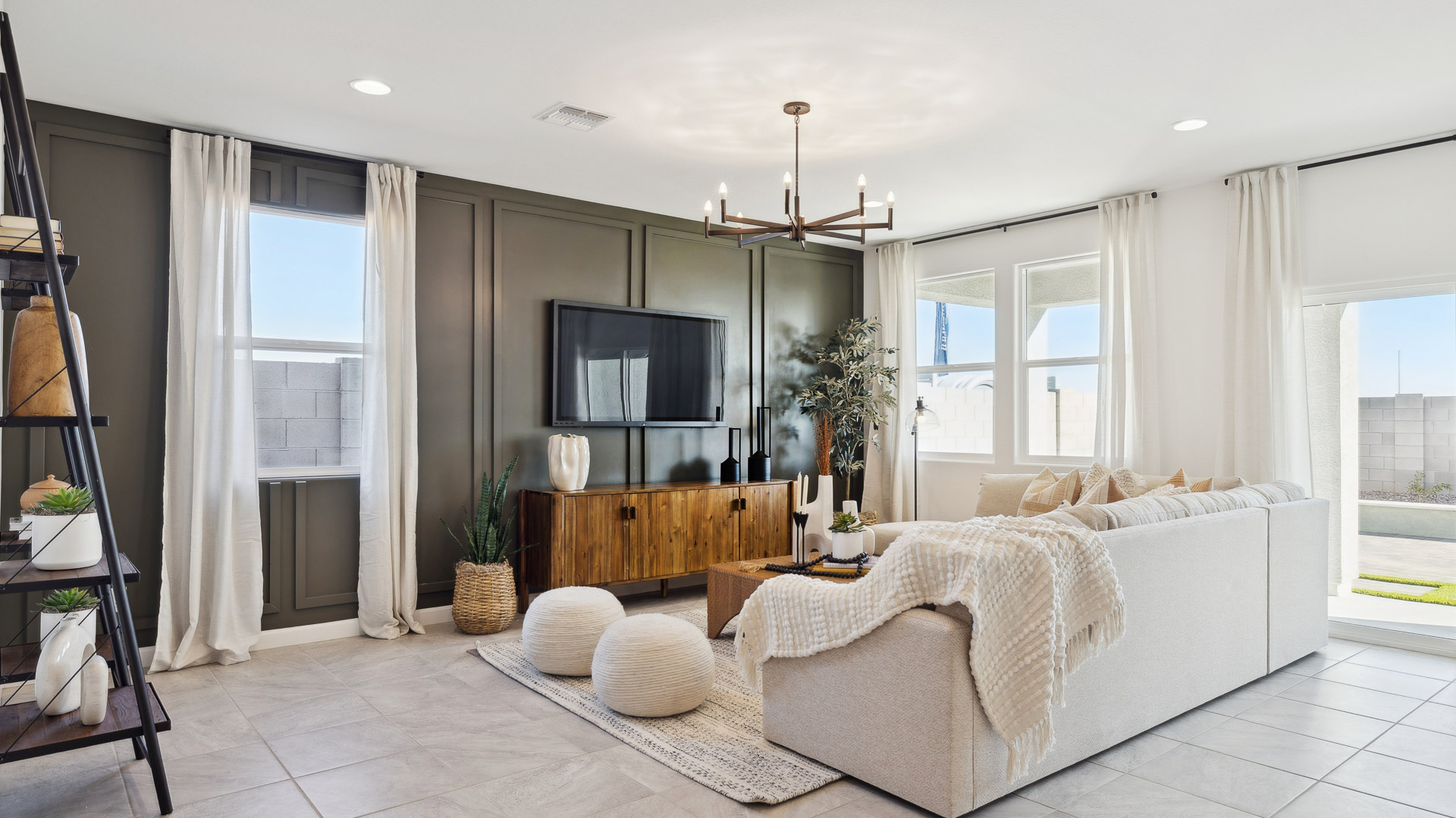 open concept living and dining area