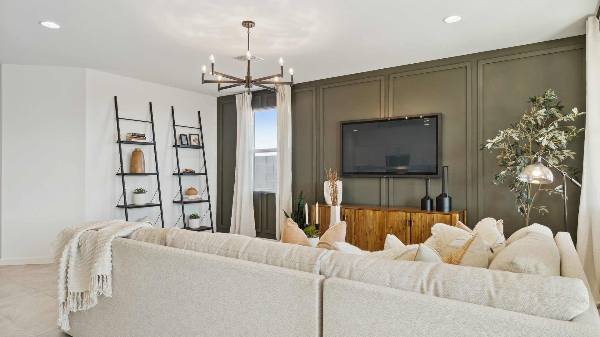 open concept living and dining area