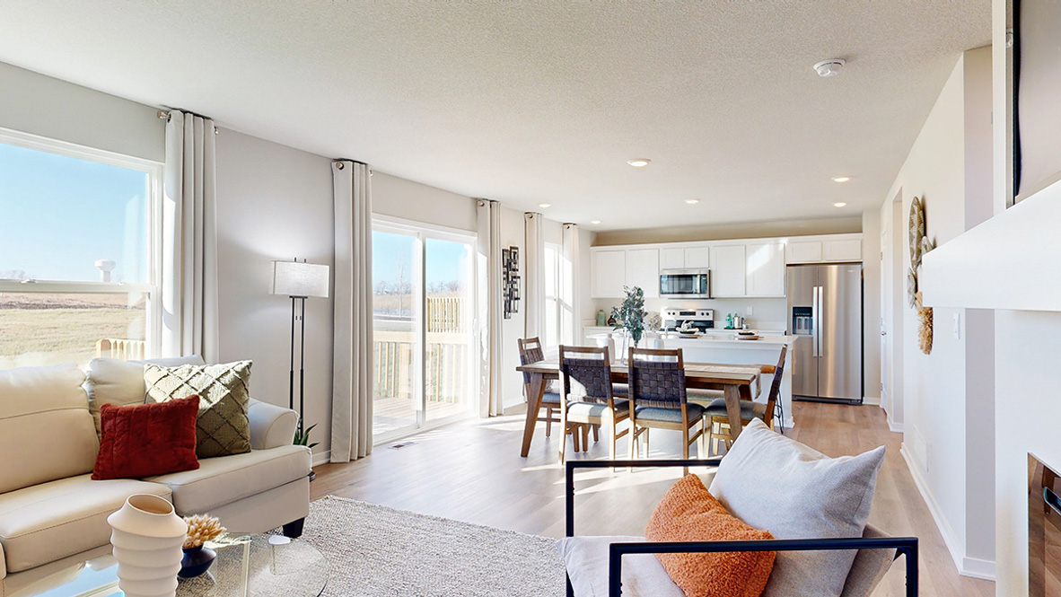 Open Concept Living Room With Electric fireplace