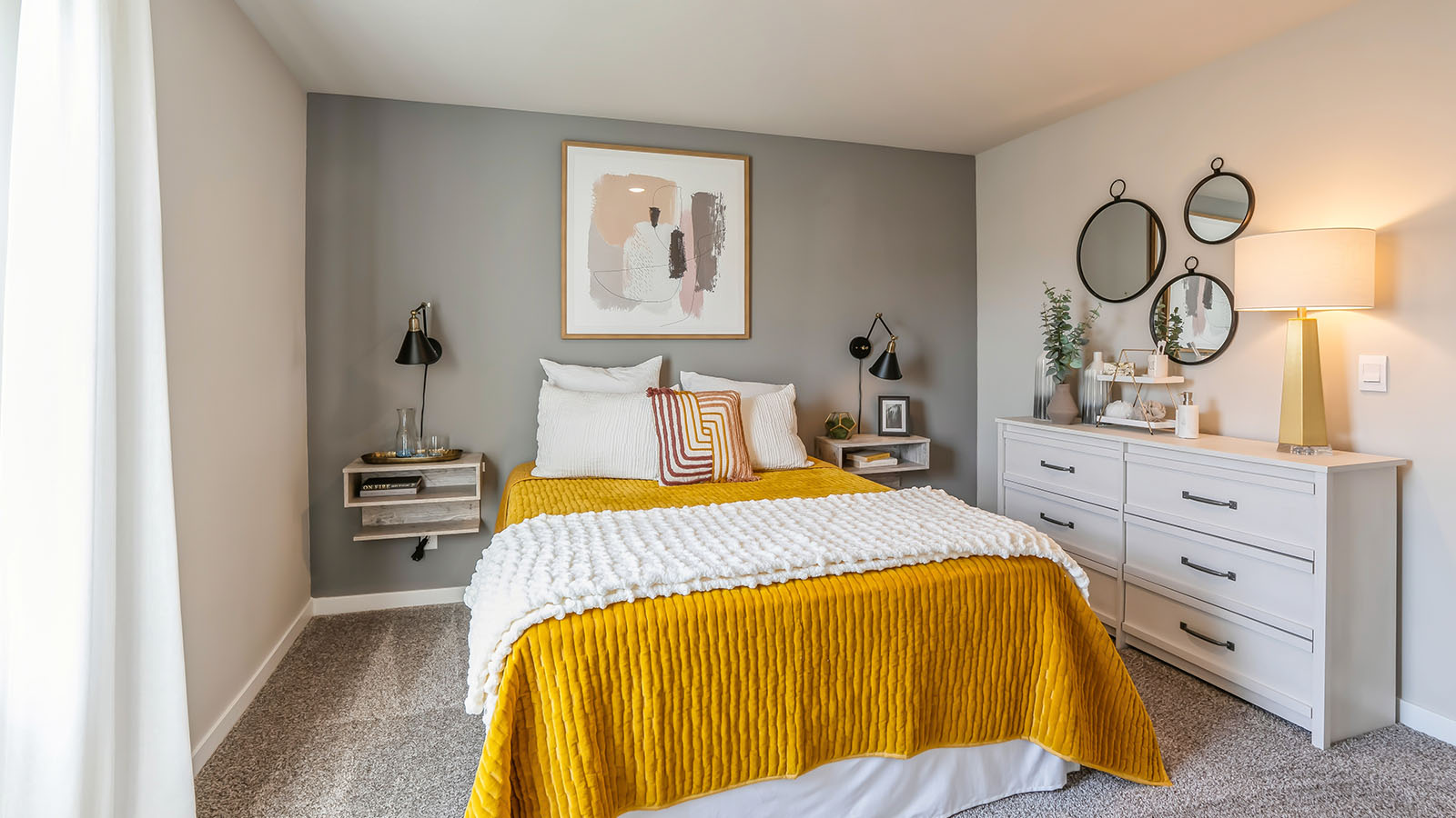 Comfortable secondary bedroom with natural light, modern finishes, and versatile living space.