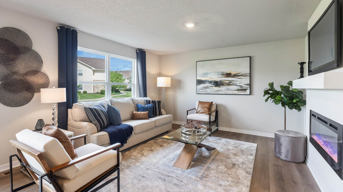Open Concept Living Room With Electric fireplace