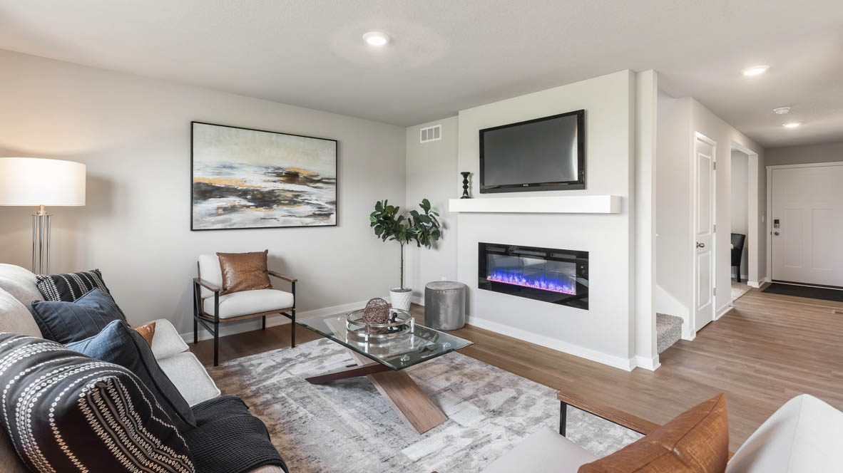 Open Concept Living Room With Electric fireplace