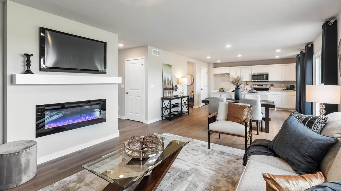 Open Concept Living Room With Electric fireplace