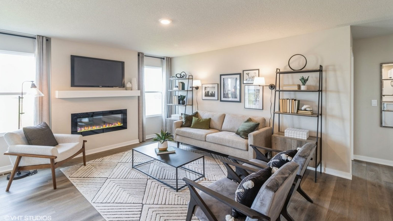 Open Concept Living Room With Electric fireplace