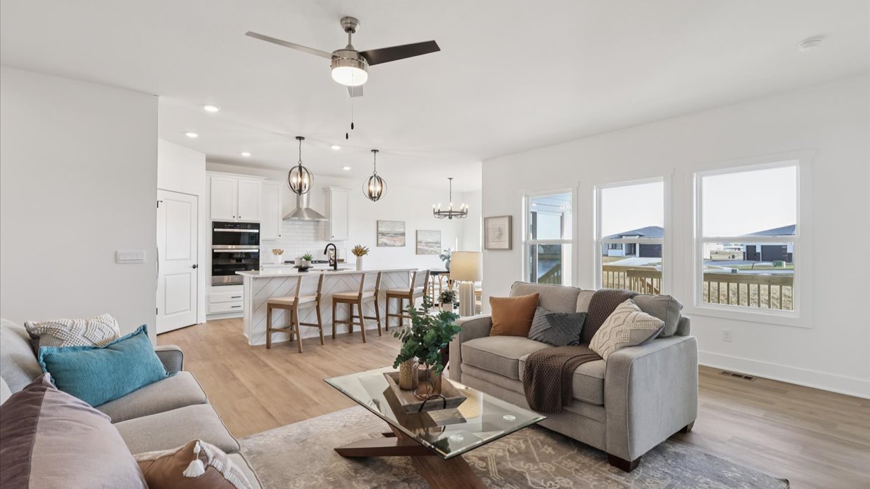 Open Concept Living Room With Electric fireplace