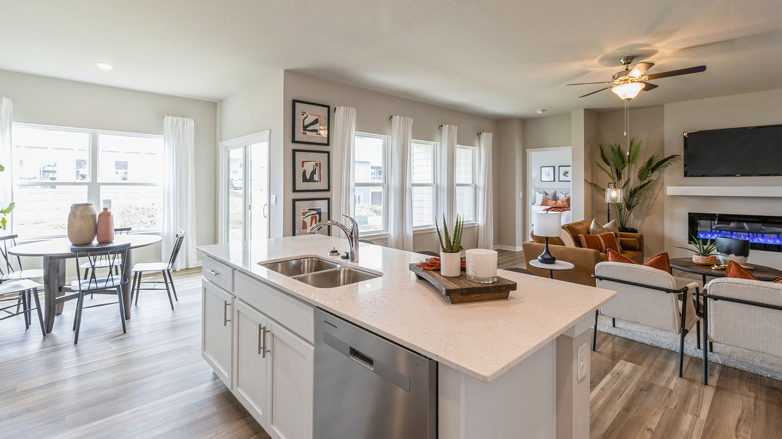 kitchen island with stainless-steel appliances