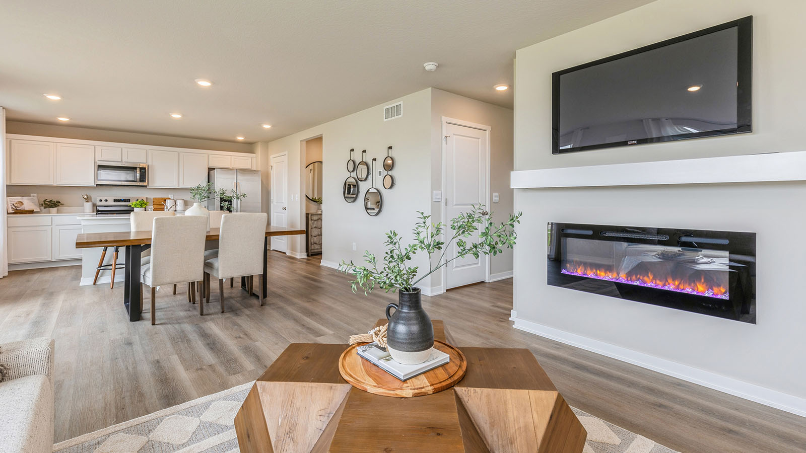 Open Concept Living Room With Electric fireplace