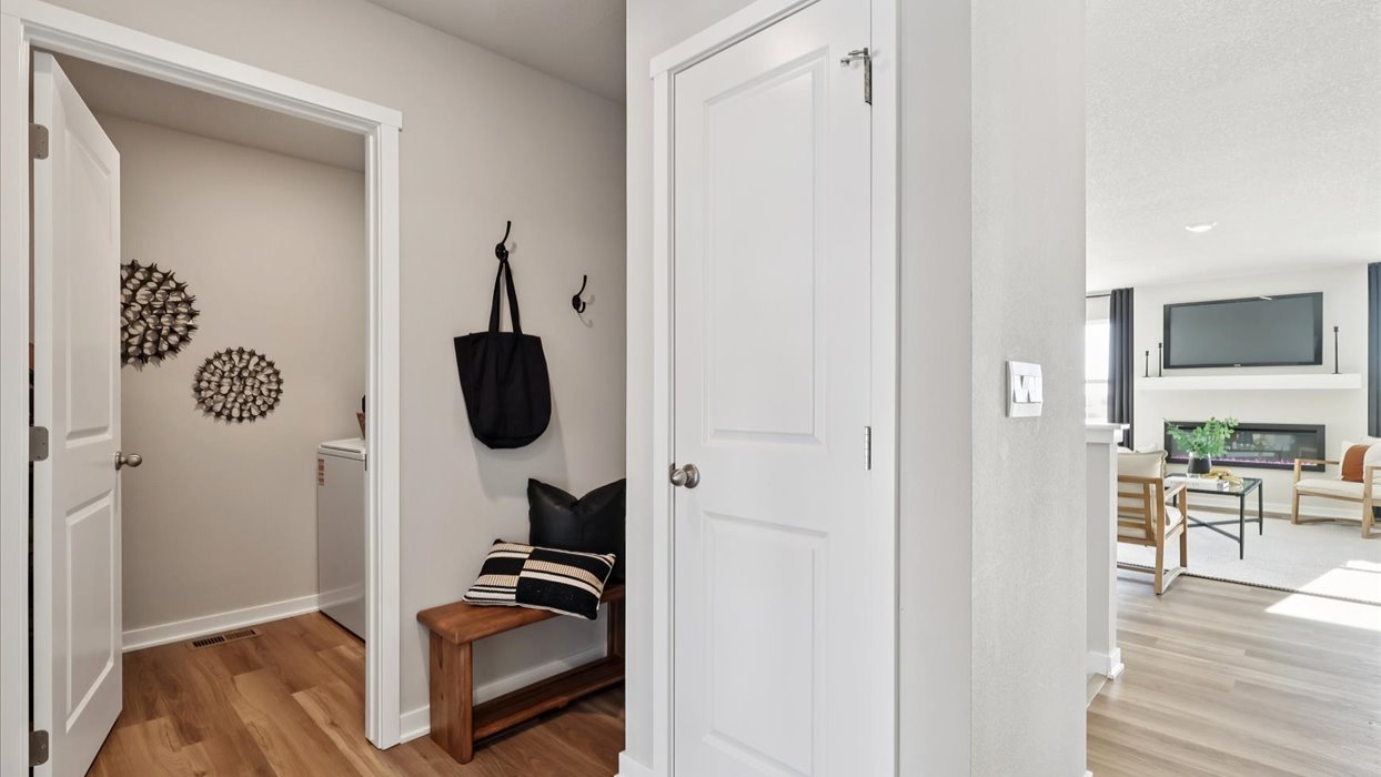 front entryway with view of living room