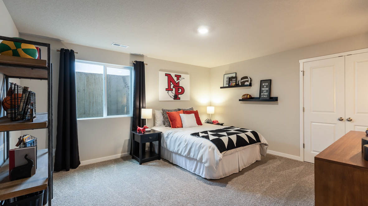 Spacious basement bedroom with large closet attached