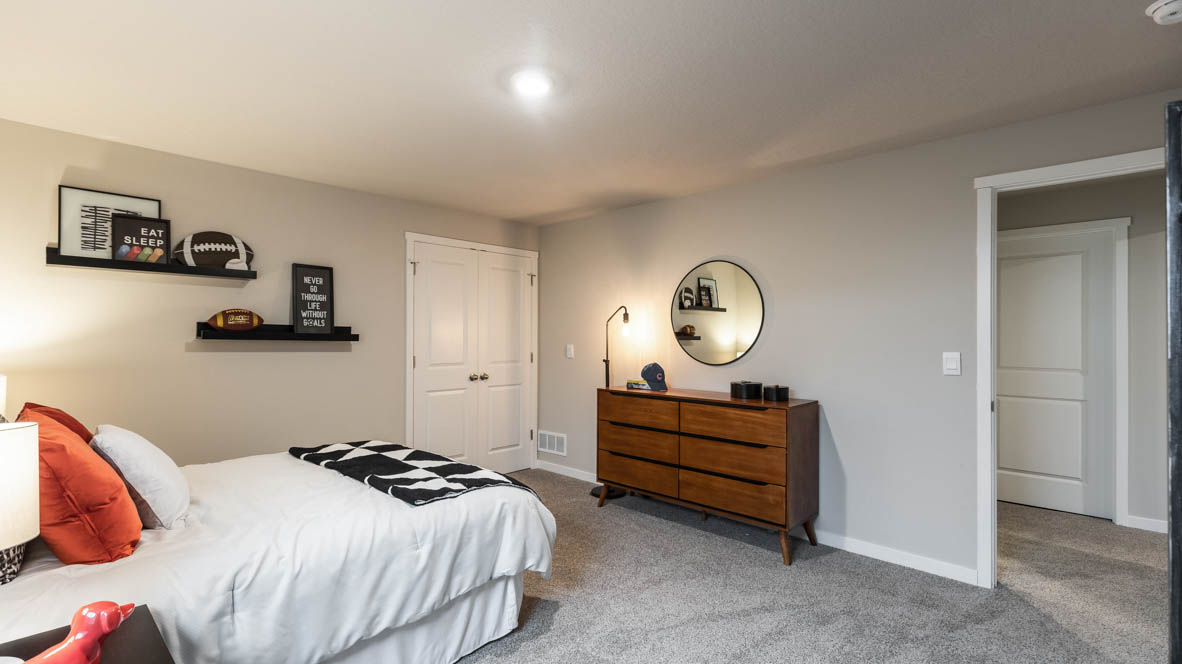 Spacious basement bedroom with large closet attached