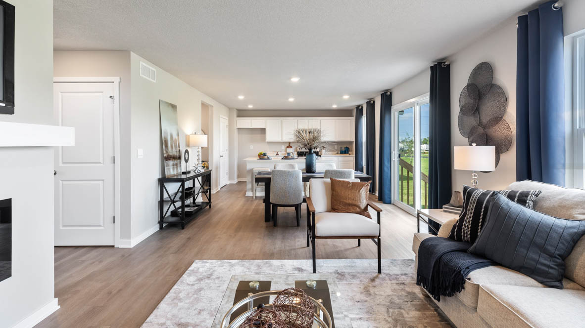 Open Concept Living Room With Electric fireplace