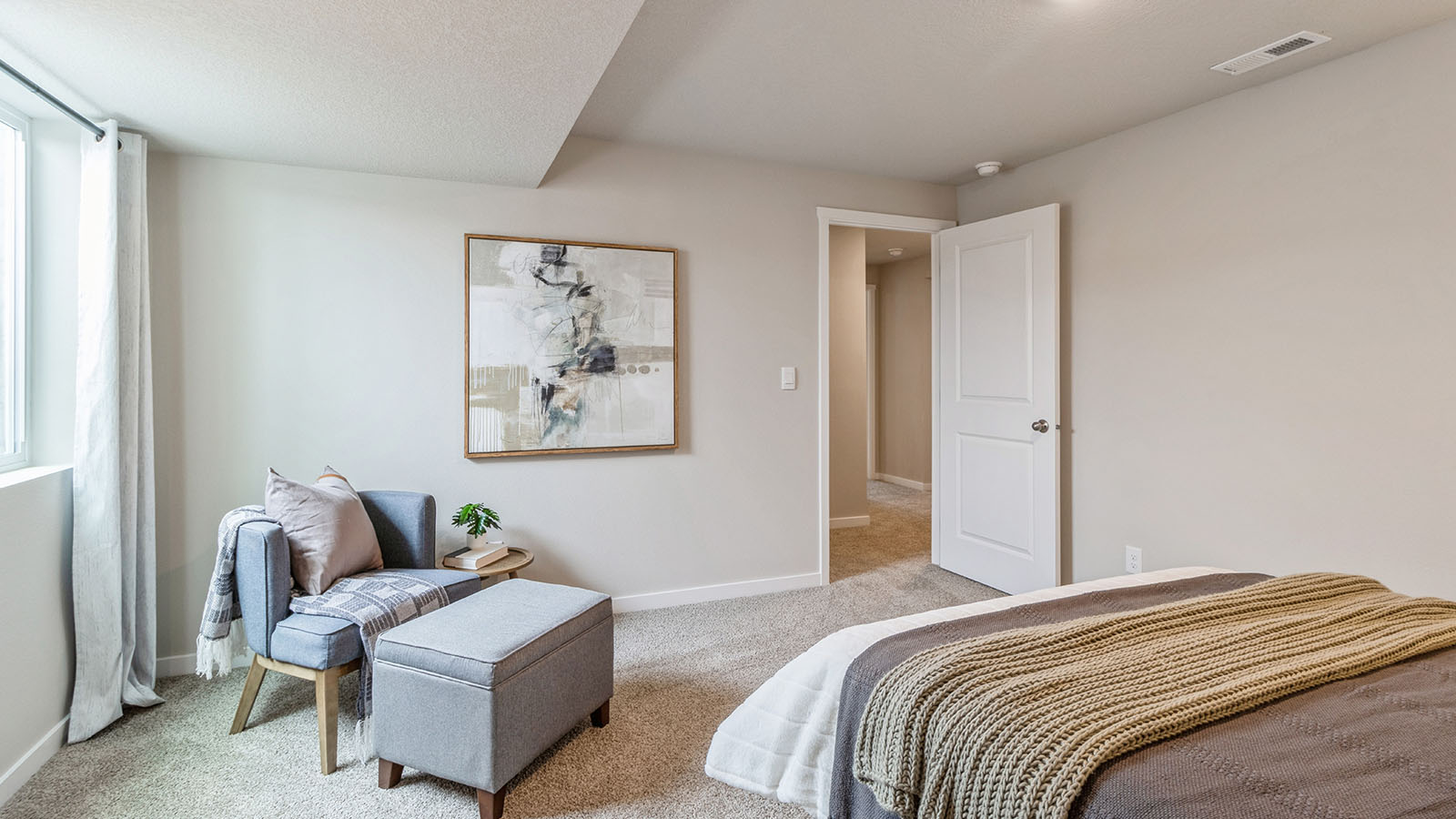 Spacious basement bedroom with large closet attached
