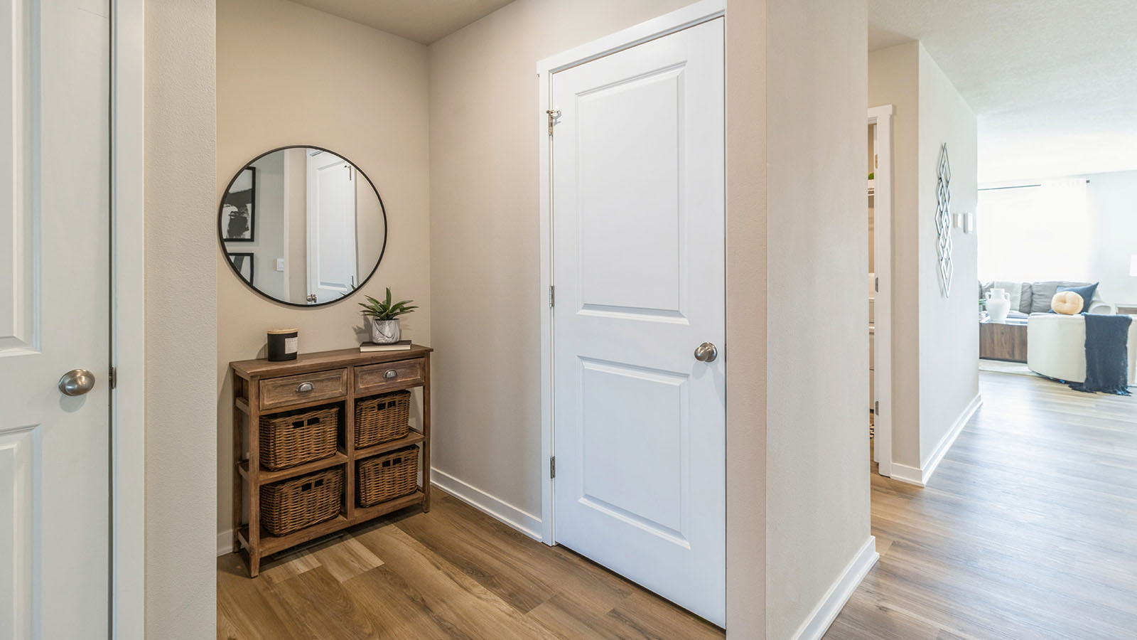 Garage entry with storage closet