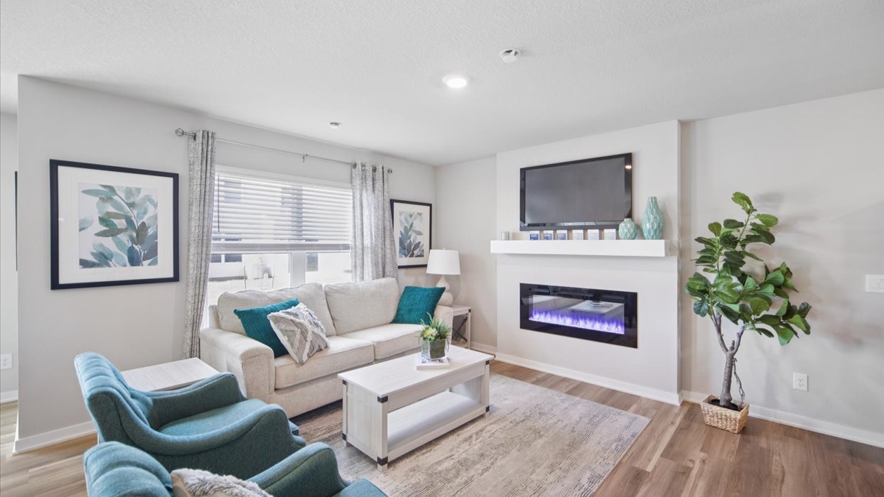 Open Concept Living Room With Electric fireplace
