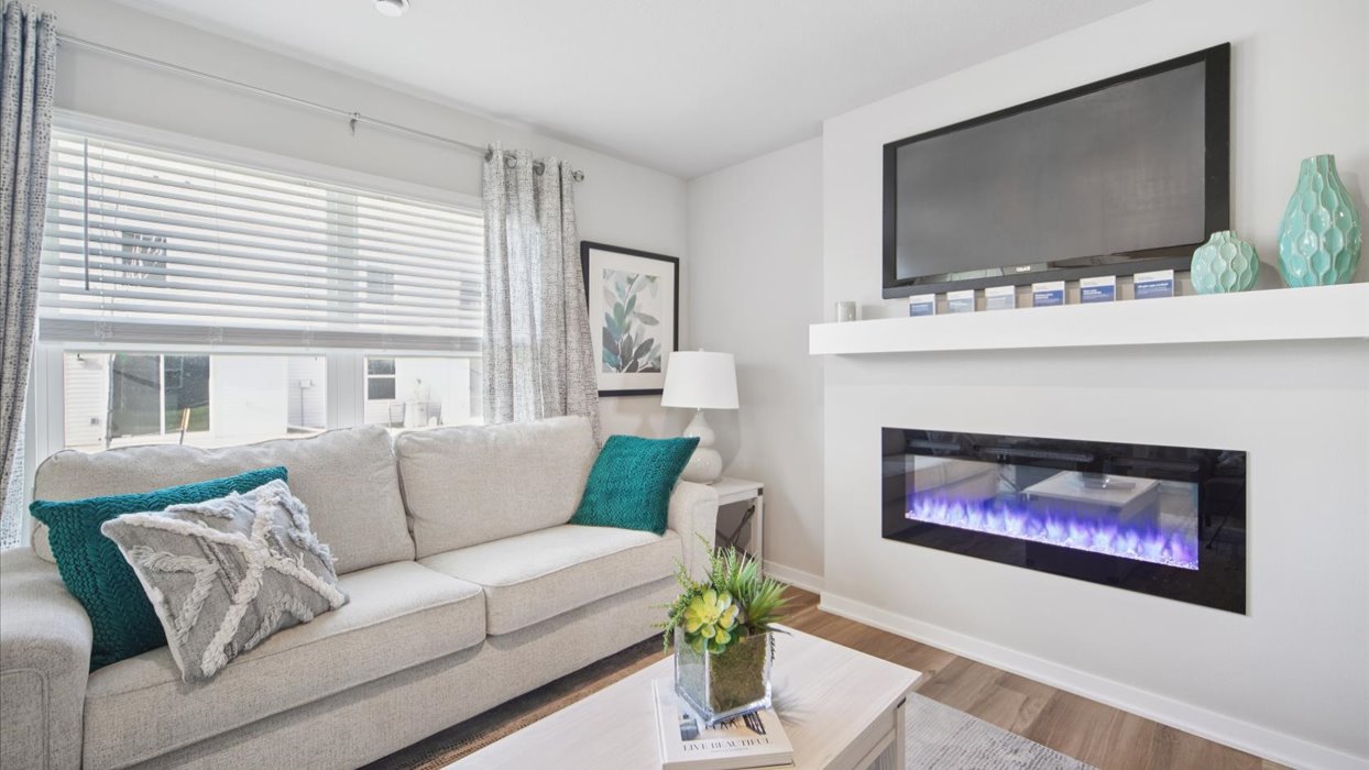 Open Concept Living Room With Electric fireplace