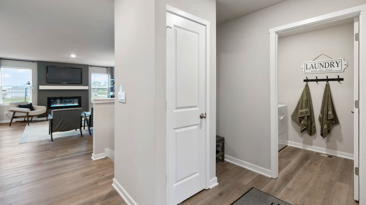 Garage entry with storage closet