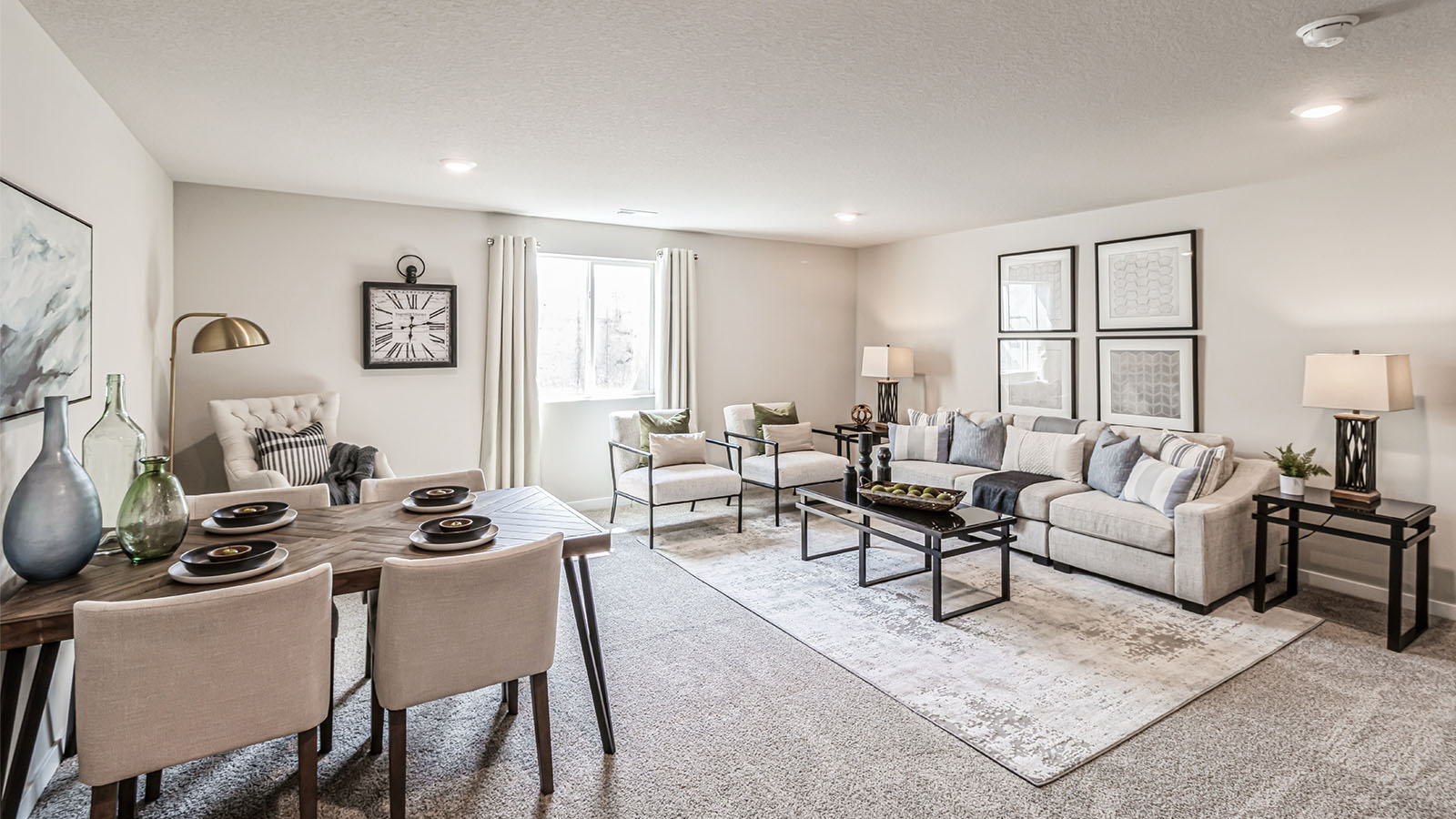 Finished basement living area with comfortable seating space and flexible room for entertaining or relaxing.