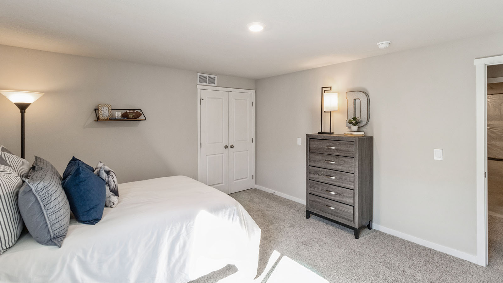 Spacious basement bedroom with large closet attached
