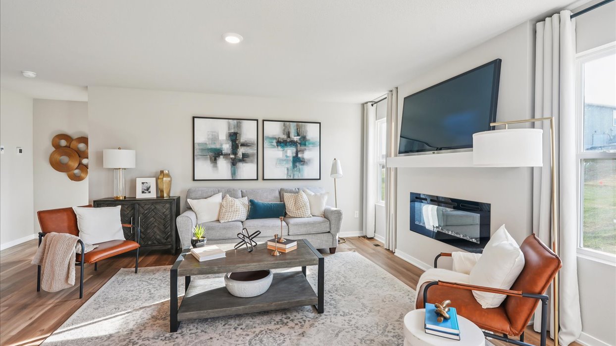 Open Concept Living Room With Electric fireplace