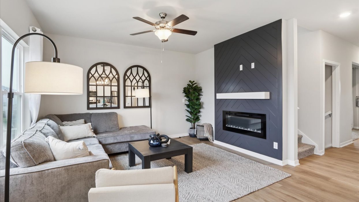 Open Concept Living Room With Electric fireplace