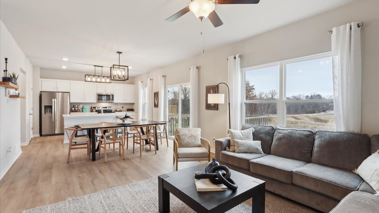 Open Concept Living Room With Electric fireplace