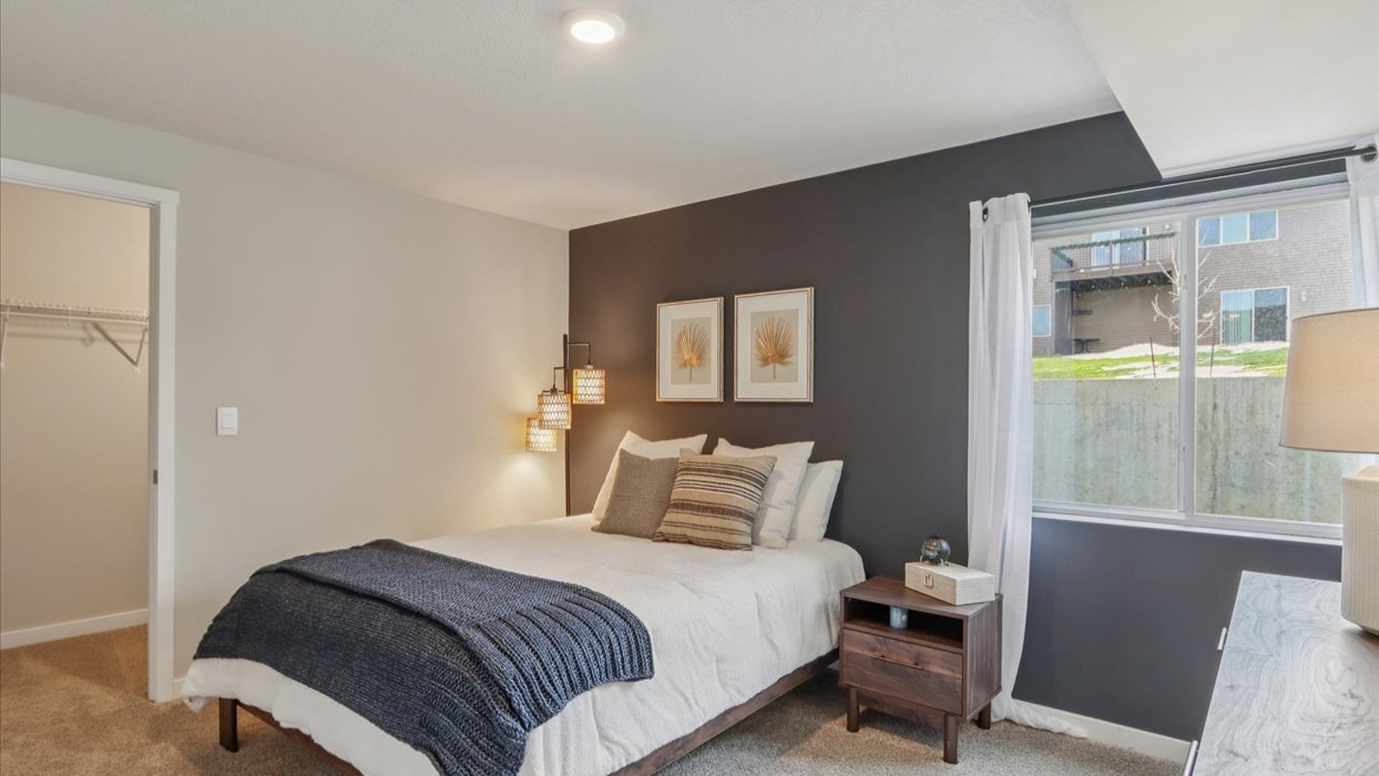 Spacious basement bedroom with large closet attached